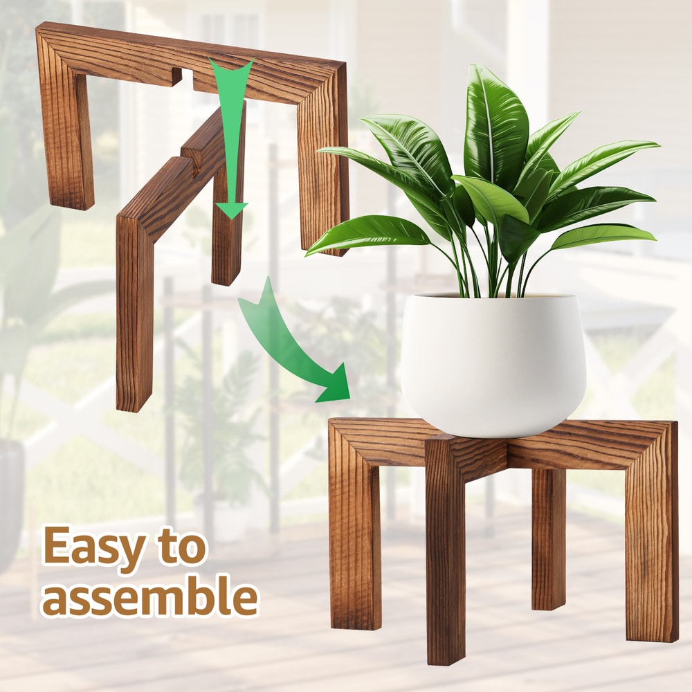 Modern Wooden Plant Stand Indoor Minimalist Flower Pot Holder For Home Decor 2