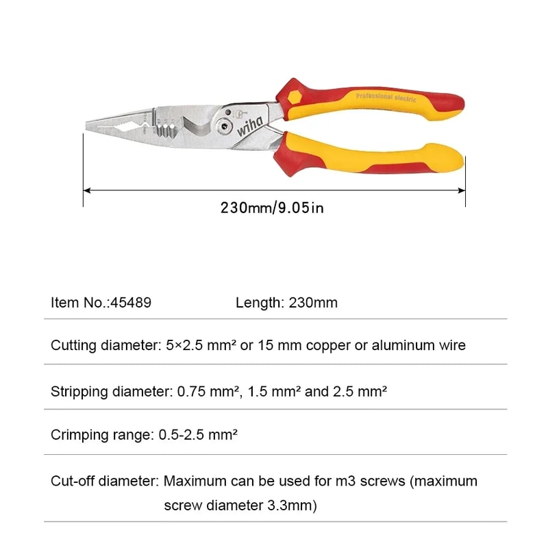VDE Insulated Multifunction Wire Stripping Pliers Electrician Tool 0