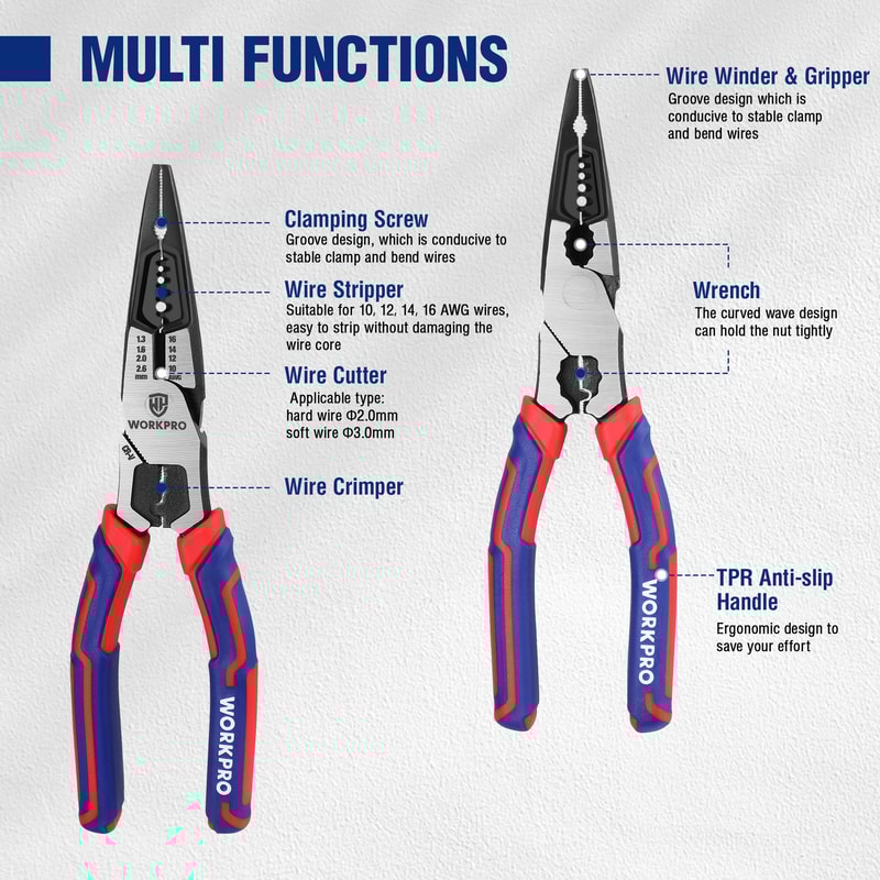 Multifunction Needle Nose Pliers Wire Cutter Precision Electrician Tool