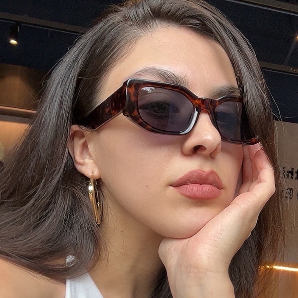 Retro Thick Frame Designer Sunglasses Irregular Concave Fashion Shades 2