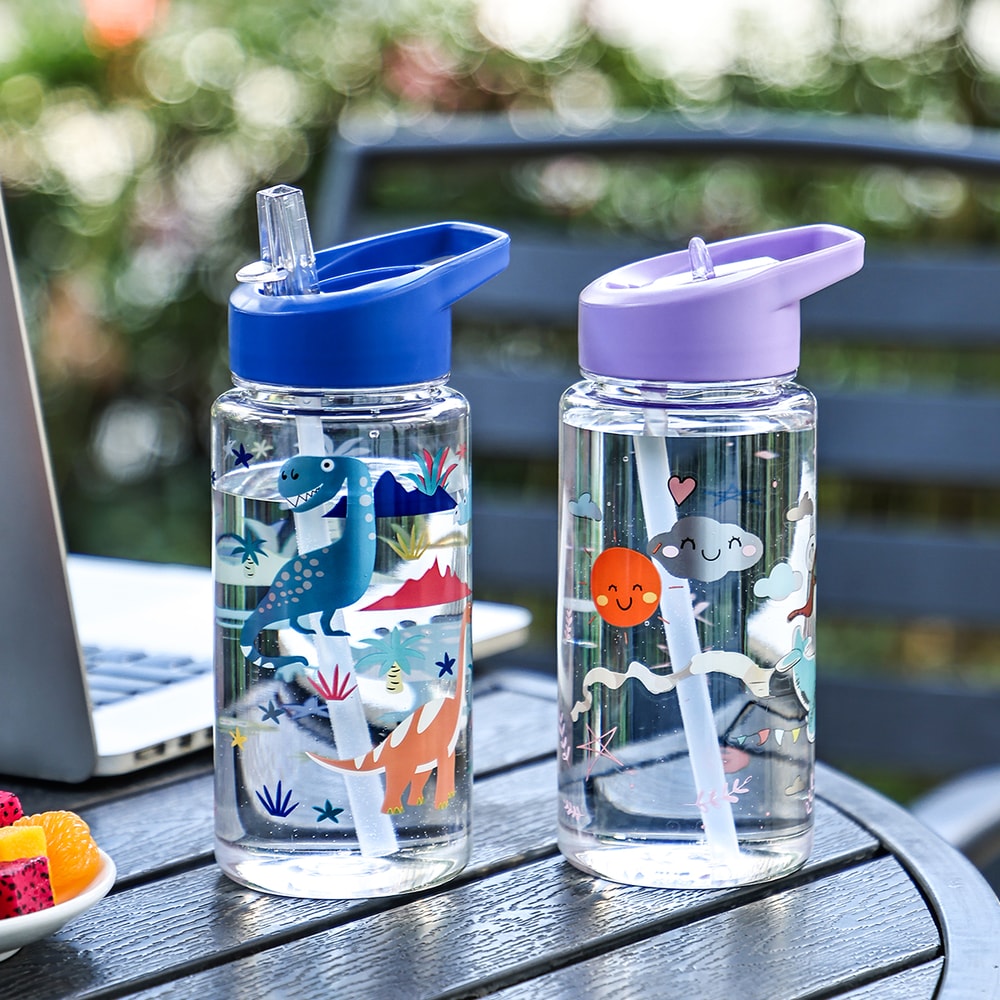Cute Dinosaur Straw Water Bottle Portable Kids Ice Cream Cup 1
