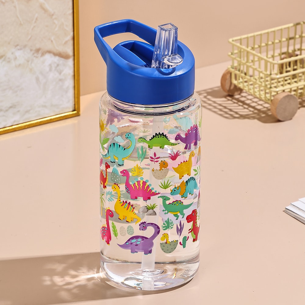 Cute Dinosaur Straw Water Bottle Portable Kids Ice Cream Cup 9