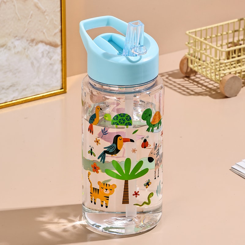 Cute Dinosaur Straw Water Bottle Portable Kids Ice Cream Cup 11