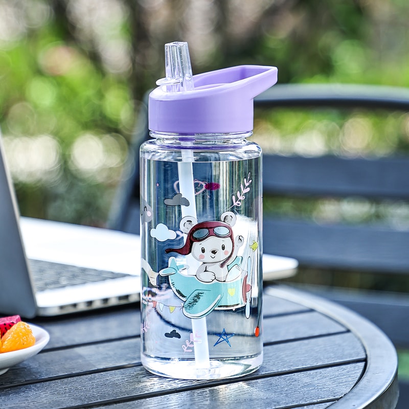 Cute Dinosaur Straw Water Bottle Portable Kids Ice Cream Cup 12