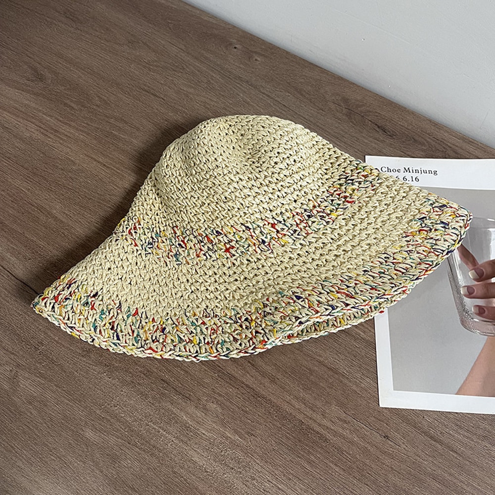 Wide Brim Straw Sun Hat For Women Beach Bucket Hat UV Protection Summer Cap 5