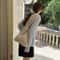 Lightweight Woven Crossbody Tote Bag Chic Summer Knit Handbag 9