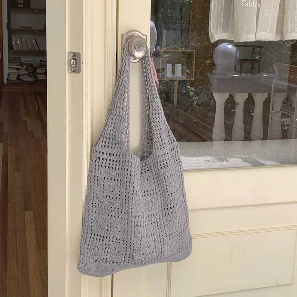 Lightweight Woven Crossbody Tote Bag Chic Summer Knit Handbag 1