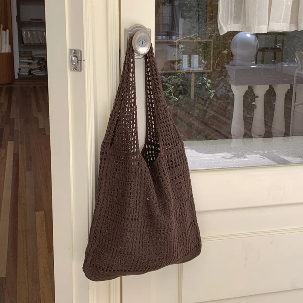 Lightweight Woven Crossbody Tote Bag Chic Summer Knit Handbag 4