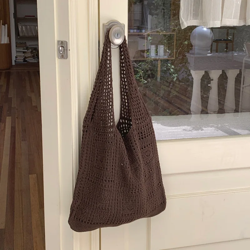 Lightweight Woven Crossbody Tote Bag Chic Summer Knit Handbag 4