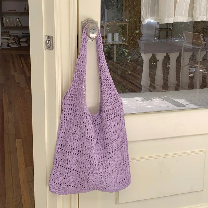 Lightweight Woven Crossbody Tote Bag Chic Summer Knit Handbag 7