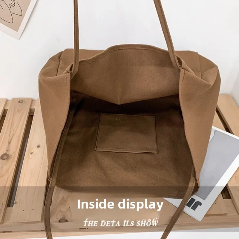 Large Capacity Canvas Tote Bag Reusable Grocery Shopper For Women Travel Shoulder Bag 3