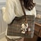 Large Capacity Canvas Tote Bag Stylish Soft Bucket Shoulder Commuter Bag for Women