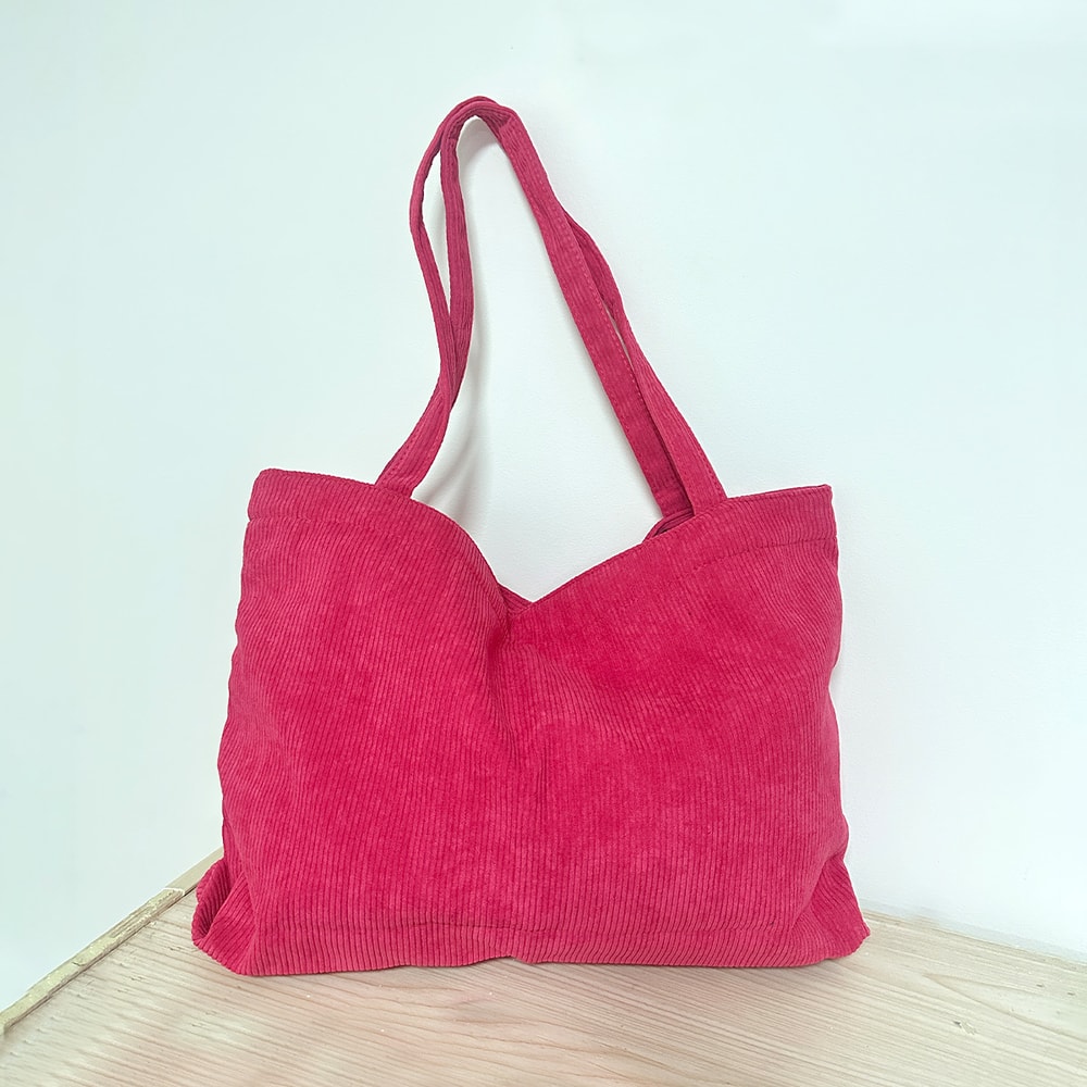 Corduroy Tote Bag For Women Large Capacity Shoulder Shopper Bag 5