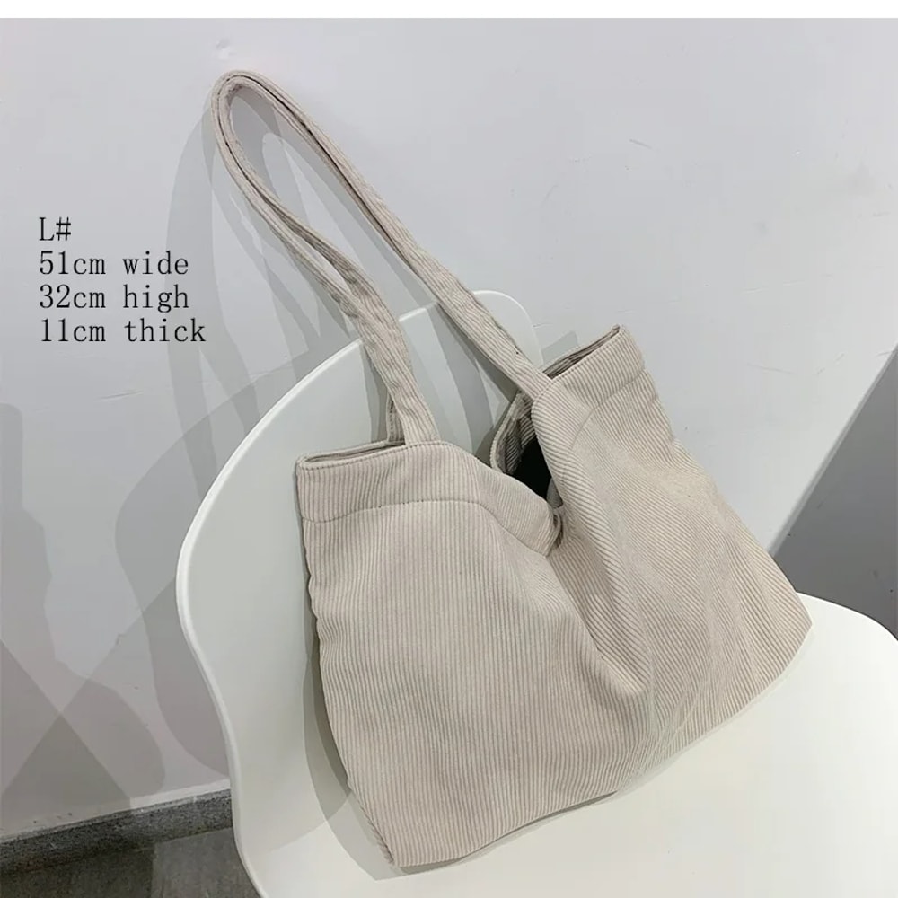 Corduroy Tote Bag For Women Large Capacity Shoulder Shopper Bag 7