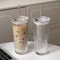 Clear Glass Tumbler With Straw And Lid Large Capacity Iced Coffee Cup 2