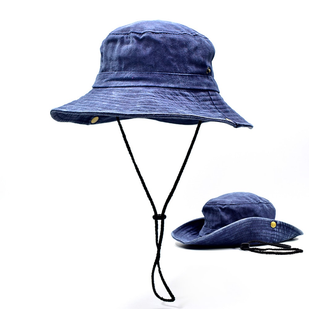 Unisex Washed Cotton Bucket Hat Sun Protection Wide Brim Outdoor Fishing Hat 5