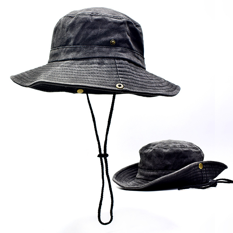 Unisex Washed Cotton Bucket Hat Sun Protection Wide Brim Outdoor Fishing Hat 8