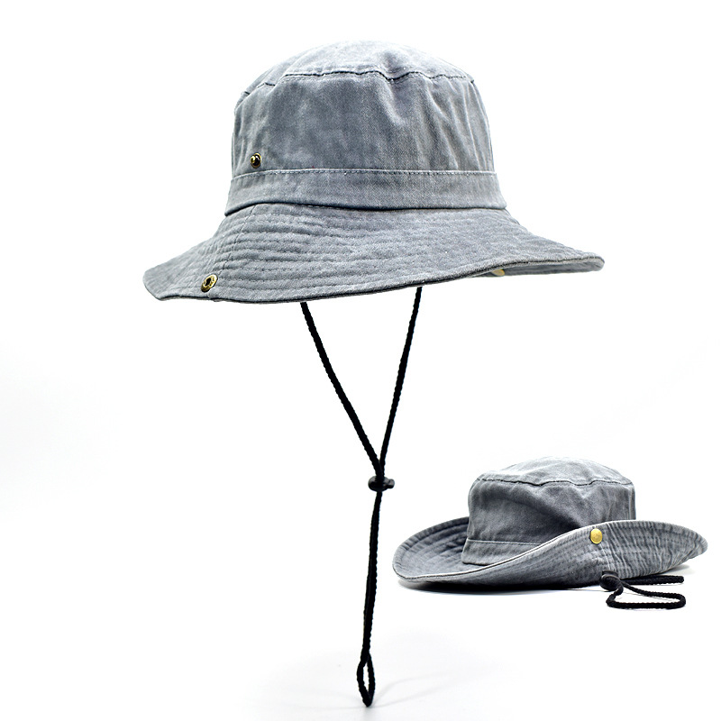 Unisex Washed Cotton Bucket Hat Sun Protection Wide Brim Outdoor Fishing Hat 11