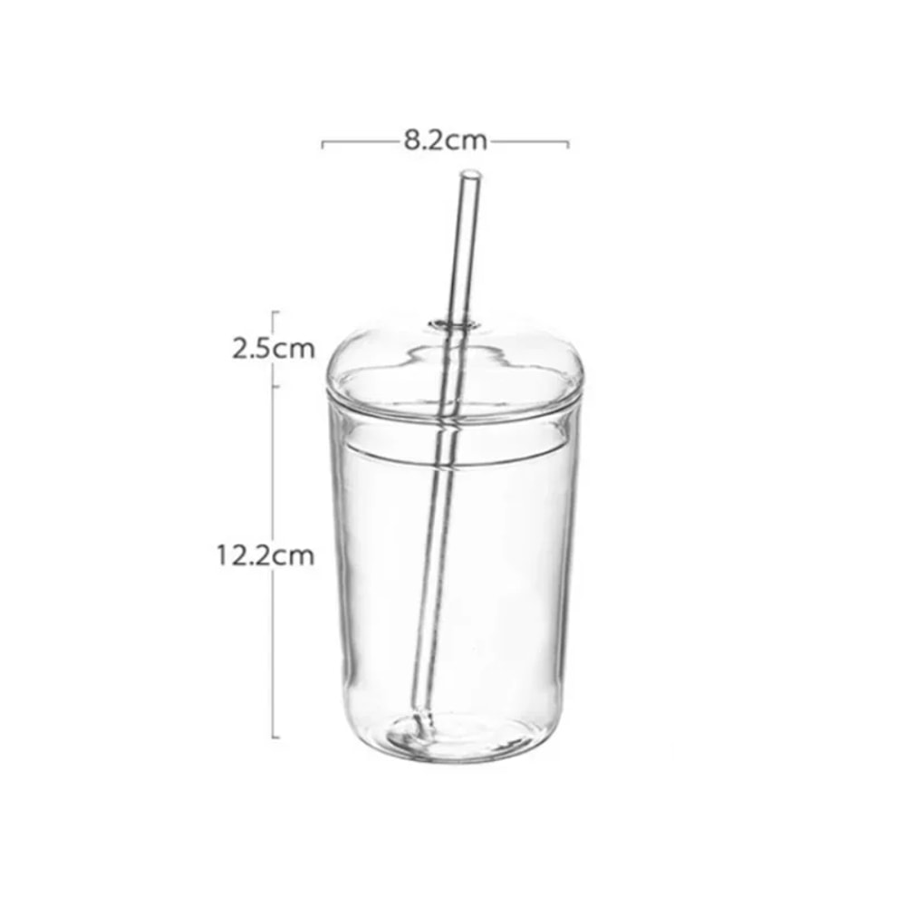Glass Cup With Lid And Straw Reusable Iced Coffee Glass Tumbler Clear Drinking Cup 5