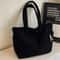 Corduroy Tote Bag For Women Large Capacity Shoulder Handbag With Zipper 2