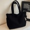 Corduroy Tote Bag For Women Large Capacity Shoulder Handbag With Zipper 2
