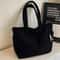 Corduroy Tote Bag For Women Large Capacity Shoulder Handbag With Zipper 7