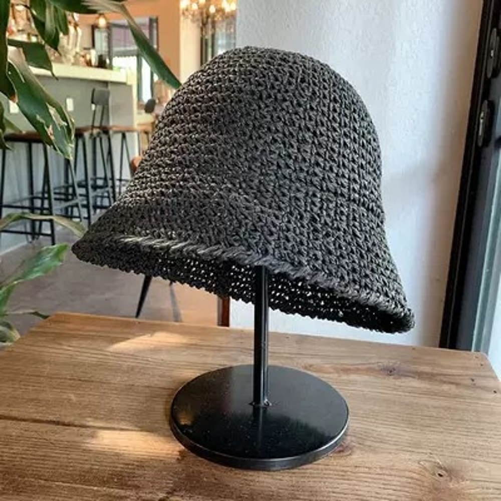 Handwoven Straw Sun Hat Women Wide Brim Summer Visor Bucket Hat 3