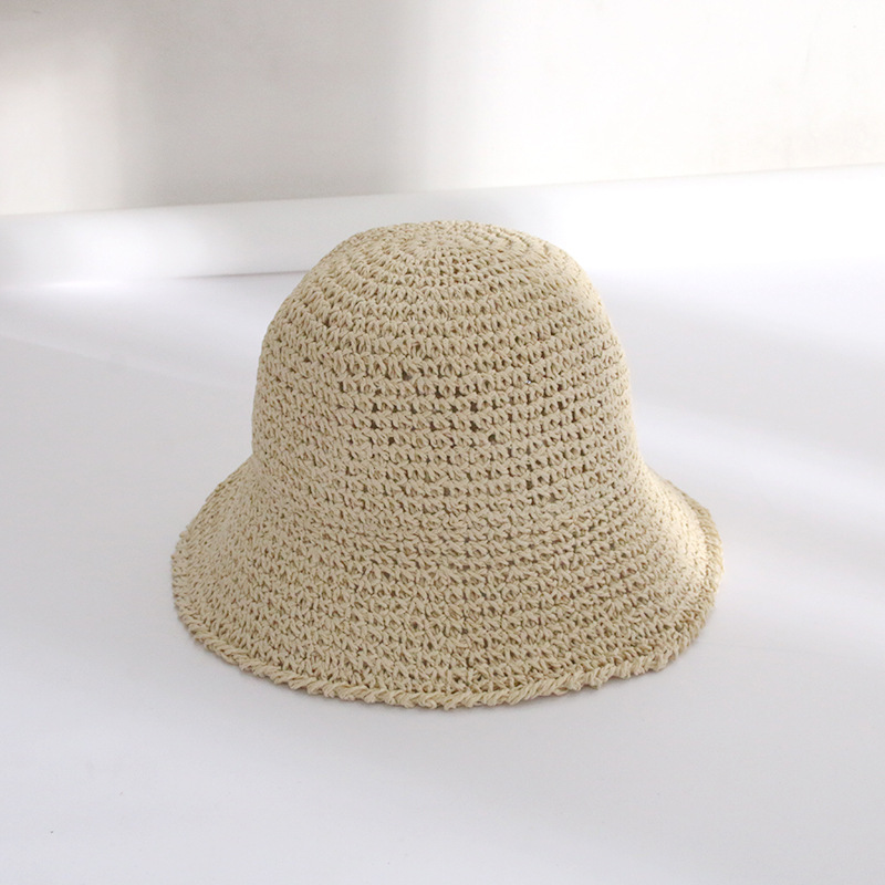 Handwoven Straw Sun Hat Women Wide Brim Summer Visor Bucket Hat 4