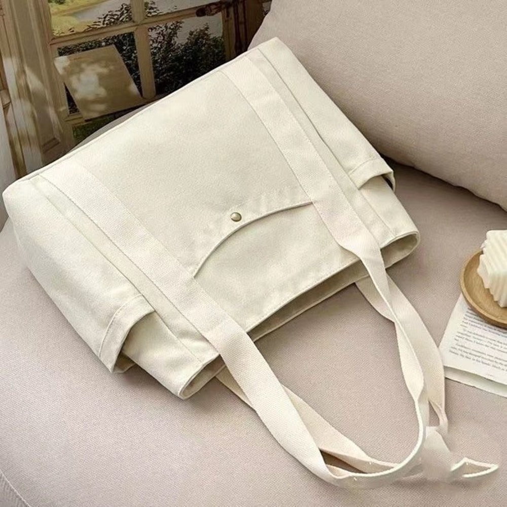 Large Capacity Canvas Tote Bag For Women Stylish Work And College Shoulder Bag 3