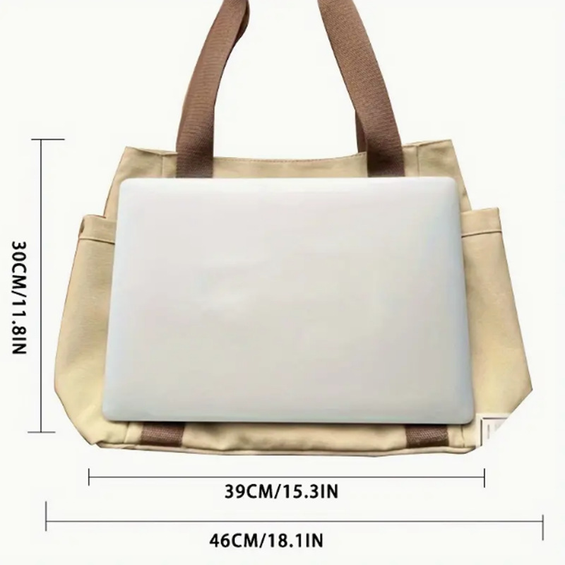 Large Capacity Canvas Tote Bag For Women Stylish Work And College Shoulder Bag 4