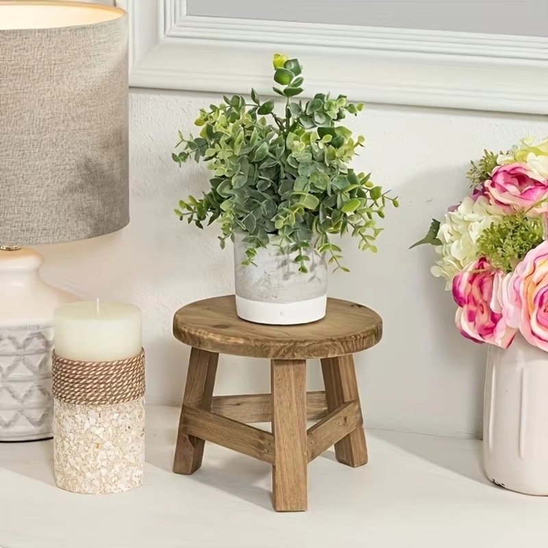 Mini Wooden Plant Stand Indoor Bonsai Display Stool Natural Wood Flower Pot Riser 1