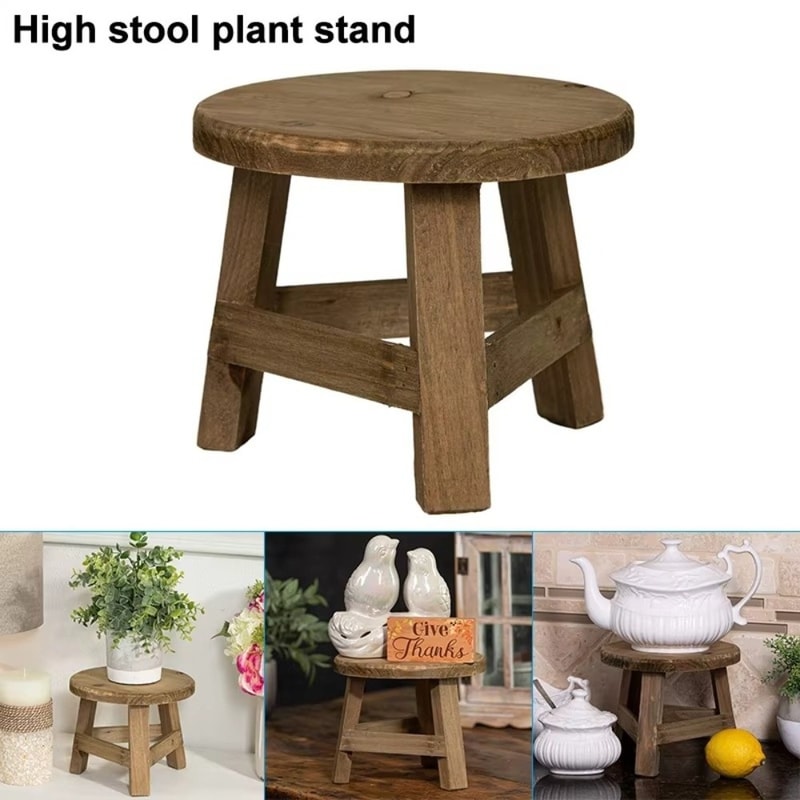 Mini Wooden Plant Stand Indoor Bonsai Display Stool Natural Wood Flower Pot Riser 3
