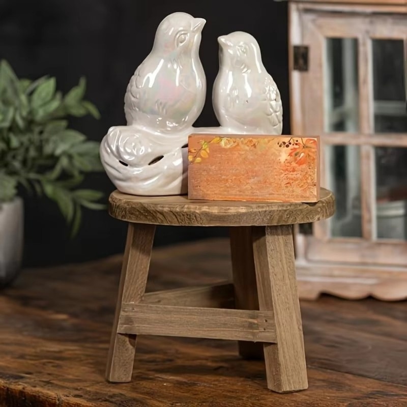 Mini Wooden Plant Stand Indoor Bonsai Display Stool Natural Wood Flower Pot Riser 0