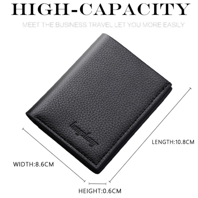 Slim PU Leather Wallet For Men With Money Clip Thin Bifold Lychee Pattern Card Holder 4