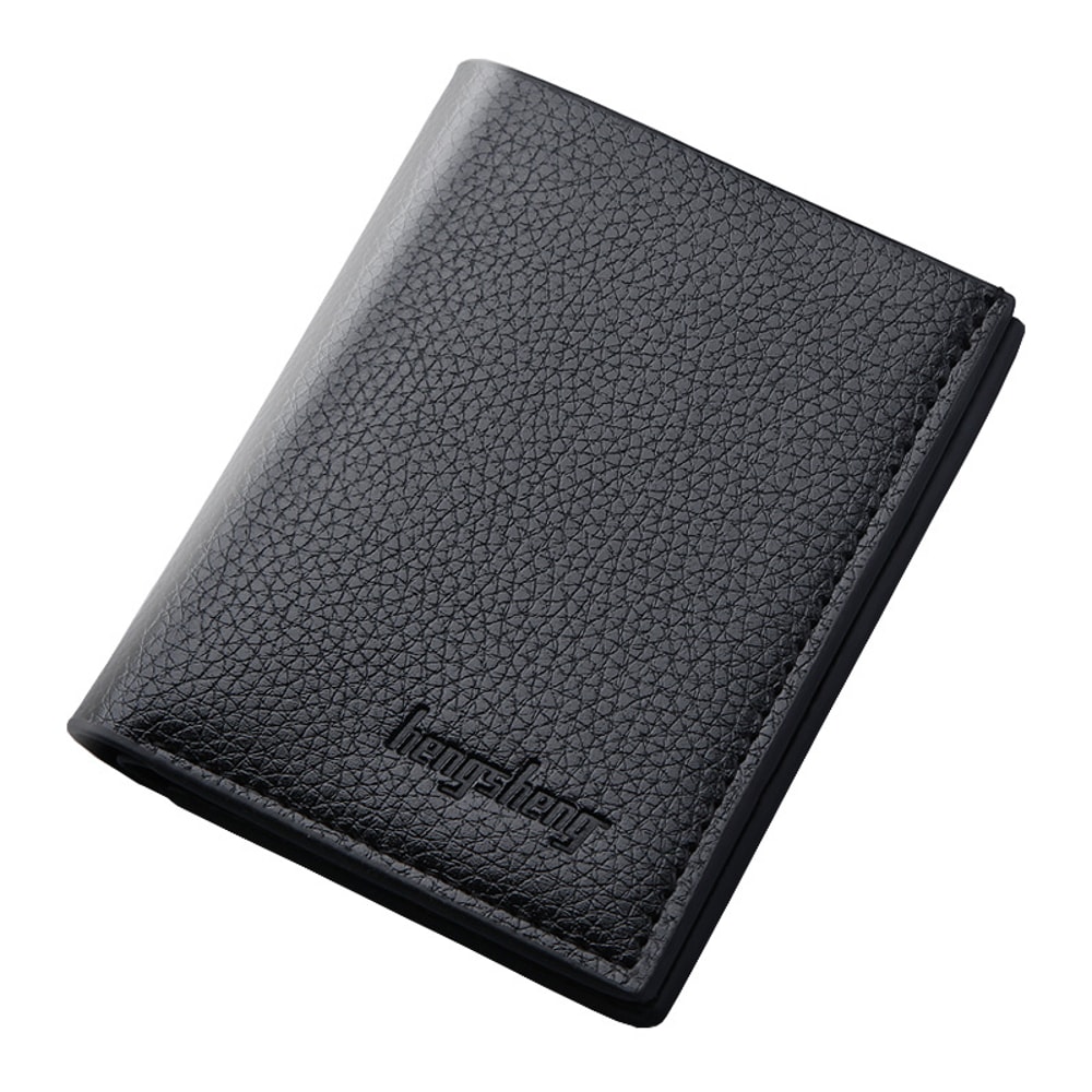 Slim PU Leather Wallet For Men With Money Clip Thin Bifold Lychee Pattern Card Holder 7