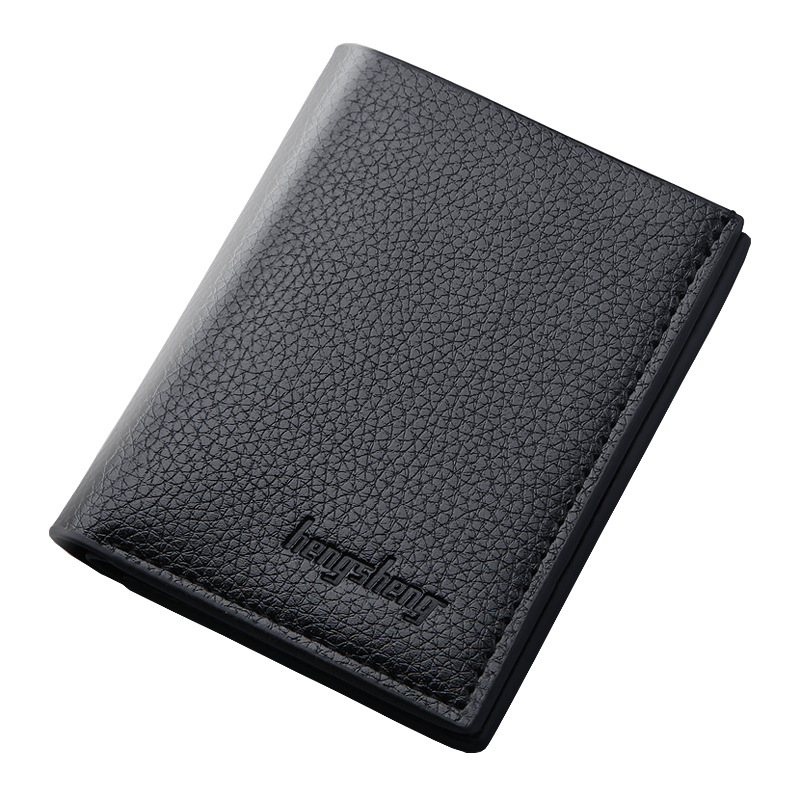 Slim PU Leather Wallet For Men With Money Clip Thin Bifold Lychee Pattern Card Holder 7