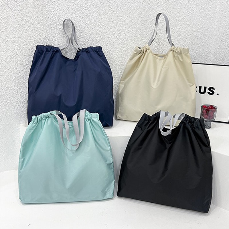 Large Reusable Shopping Bag Waterproof Foldable Oxford Tote With Drawstring Organizer 0