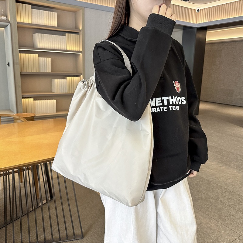 Large Reusable Shopping Bag Waterproof Foldable Oxford Tote With Drawstring Organizer 3