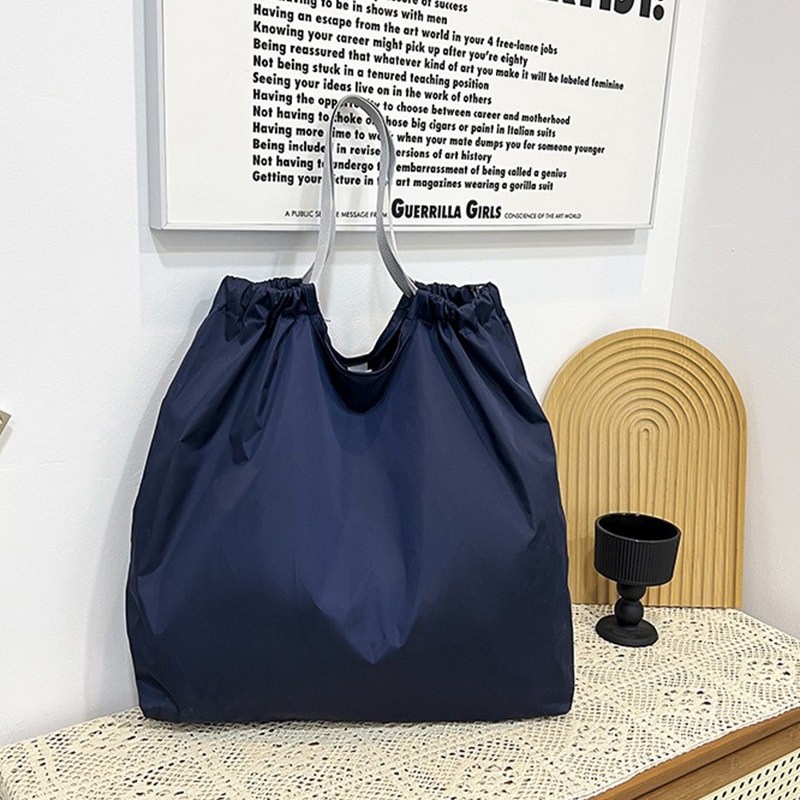 Large Reusable Shopping Bag Waterproof Foldable Oxford Tote With Drawstring Organizer 6