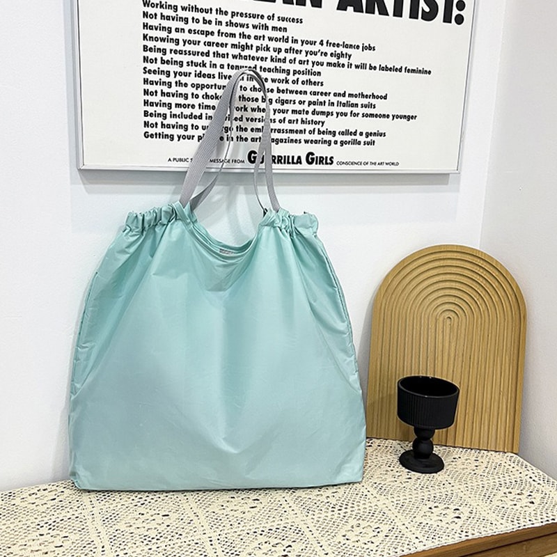 Large Reusable Shopping Bag Waterproof Foldable Oxford Tote With Drawstring Organizer 8