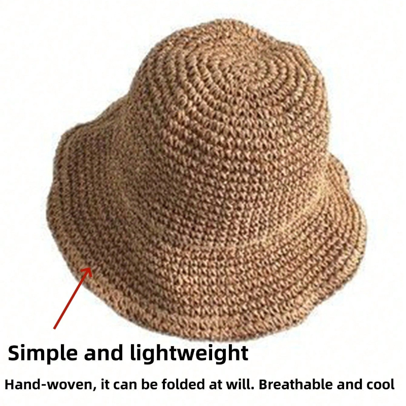Foldable Straw Sun Visor Hat For Women Wide Brim Beach Travel Summer Hat 1