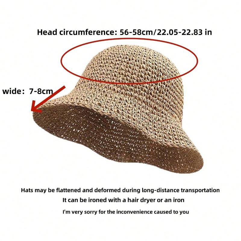 Foldable Straw Sun Visor Hat For Women Wide Brim Beach Travel Summer Hat 4