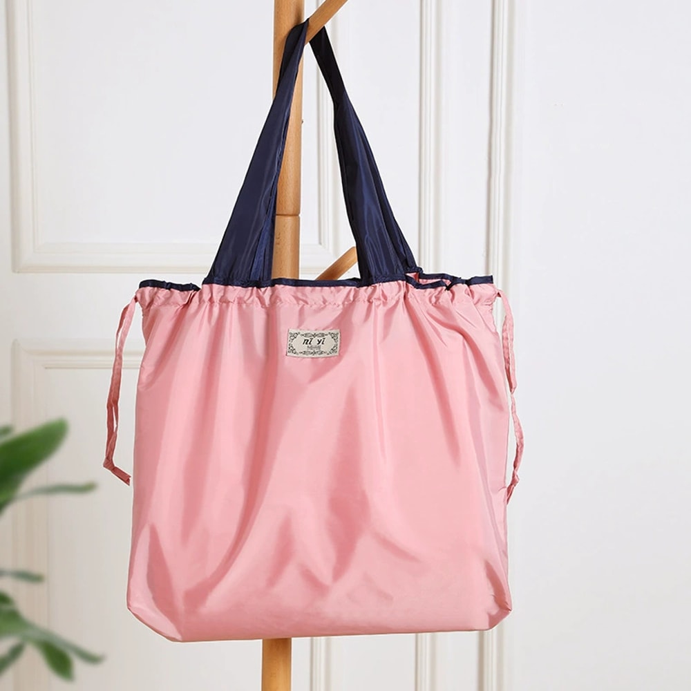 Foldable Reusable Grocery Bag Waterproof Eco Friendly Drawstring Shopping Tote 2