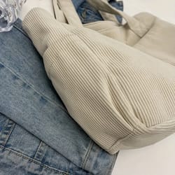 large capacity corduroy tote bag casual striped shoulder handbag for women