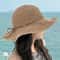 Korean Straw Sun Hat For Women Wide Brim Beach Visor Bucket Hat 0