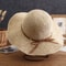 Korean Straw Sun Hat For Women Wide Brim Beach Visor Bucket Hat 7
