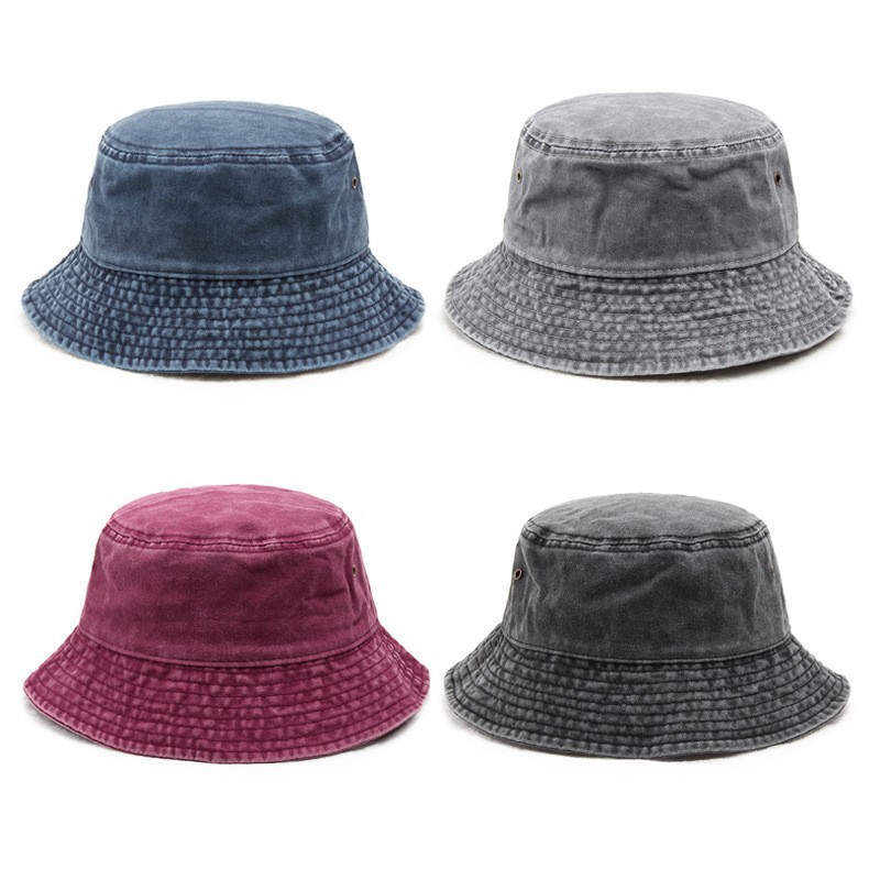 Retro Washed Denim Bucket Hat Lightweight Sun Protection Fisherman Hat For Outdoor Travel 3