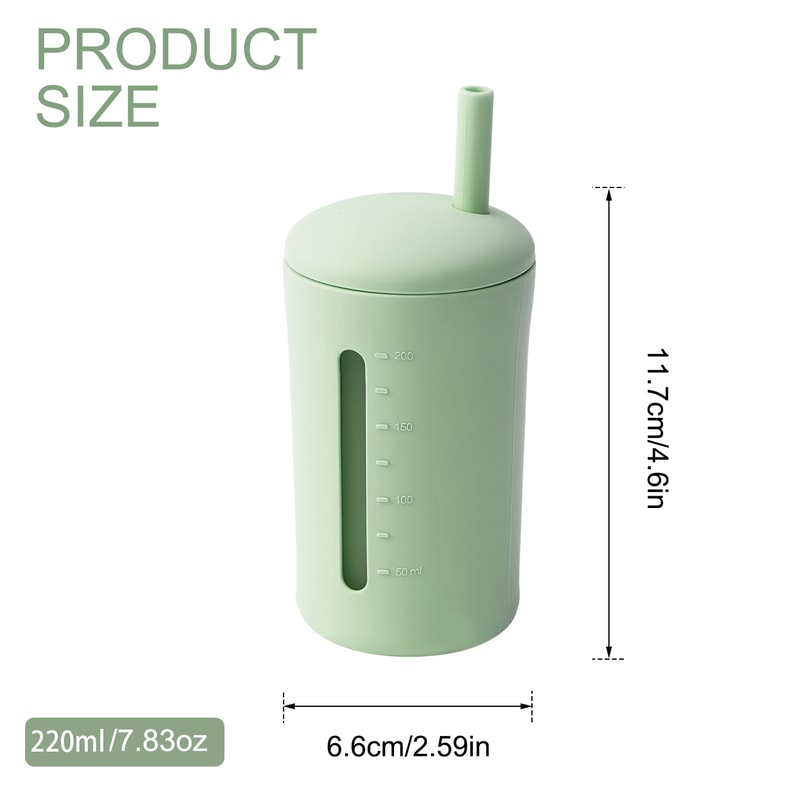 BPA Free Silicone Straw Cup for Kids Leak Proof Baby Training Sippy Cup