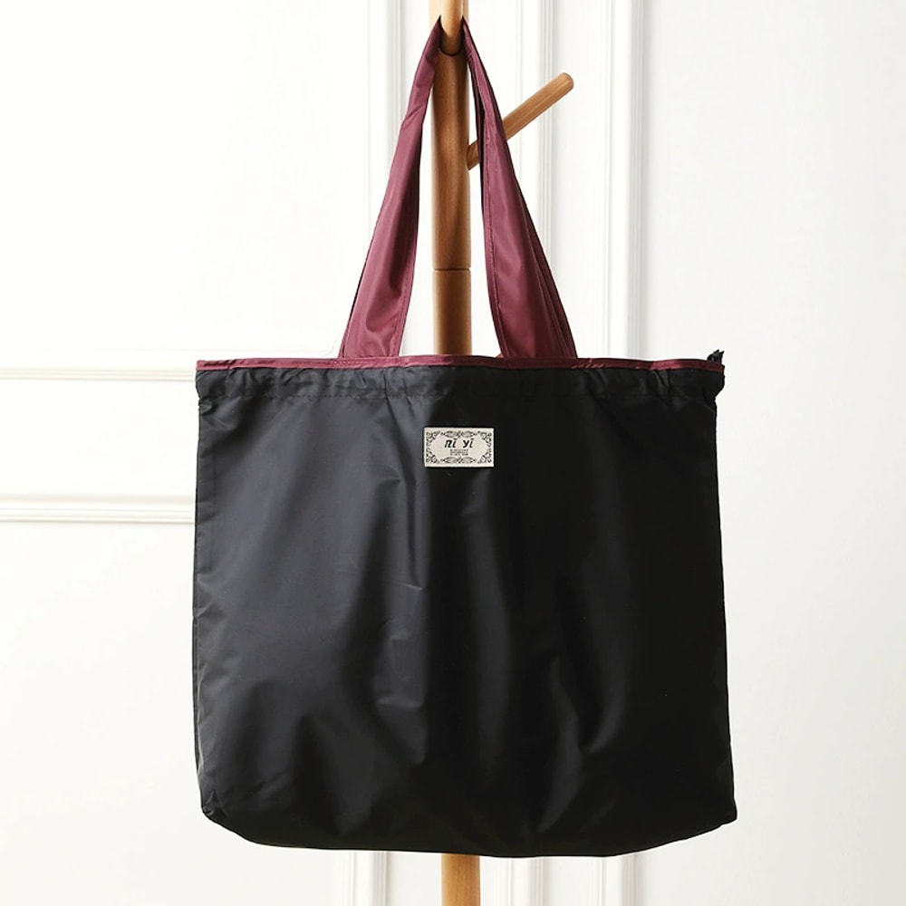 Foldable Reusable Shopping Bag Large Capacity Eco Friendly Drawstring Shoulder Tote 4