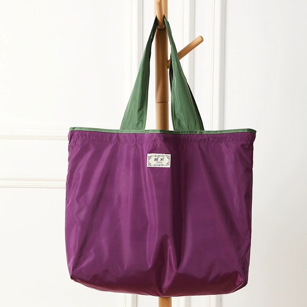 Foldable Reusable Shopping Bag Large Capacity Eco Friendly Drawstring Shoulder Tote 7